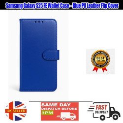 Samsung Galaxy S25 FE Wallet Case – Blue PU Leather Flip Cover, Card Slots